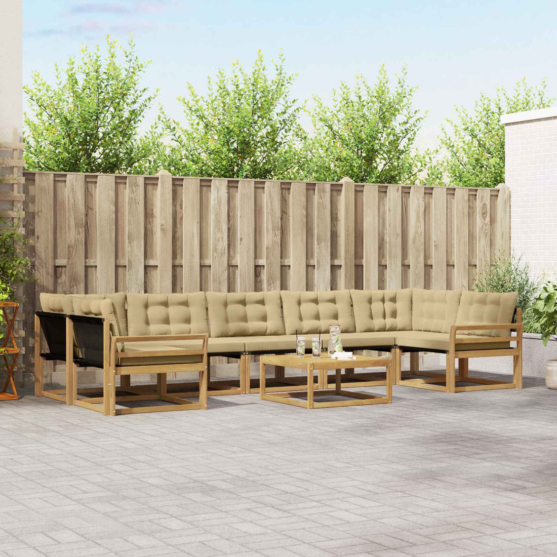 vidaXL Conjunto de sofás de exterior 8 uds. y Beige