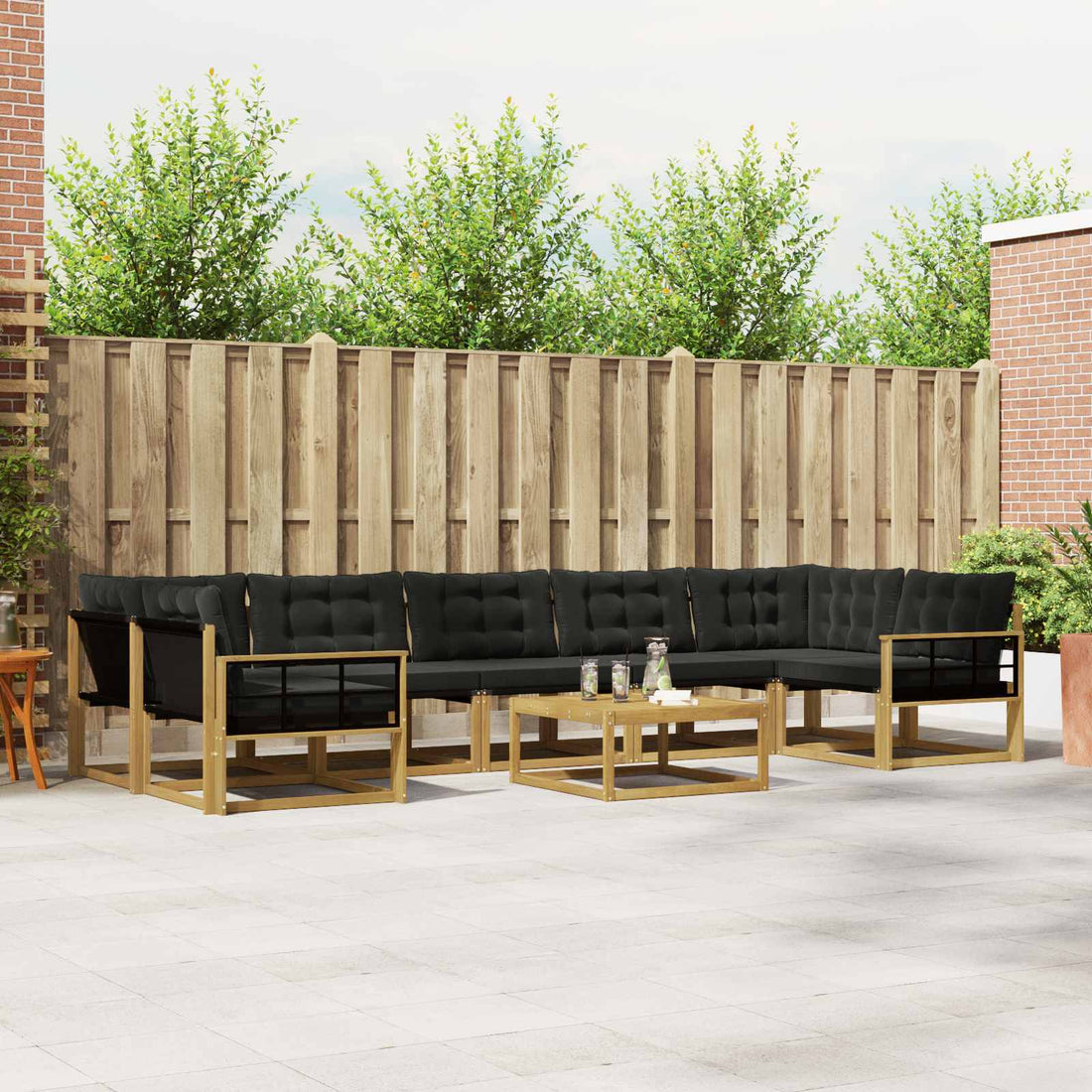 vidaXL Conjunto de sofás de exterior 8 uds. Blanco y Negro