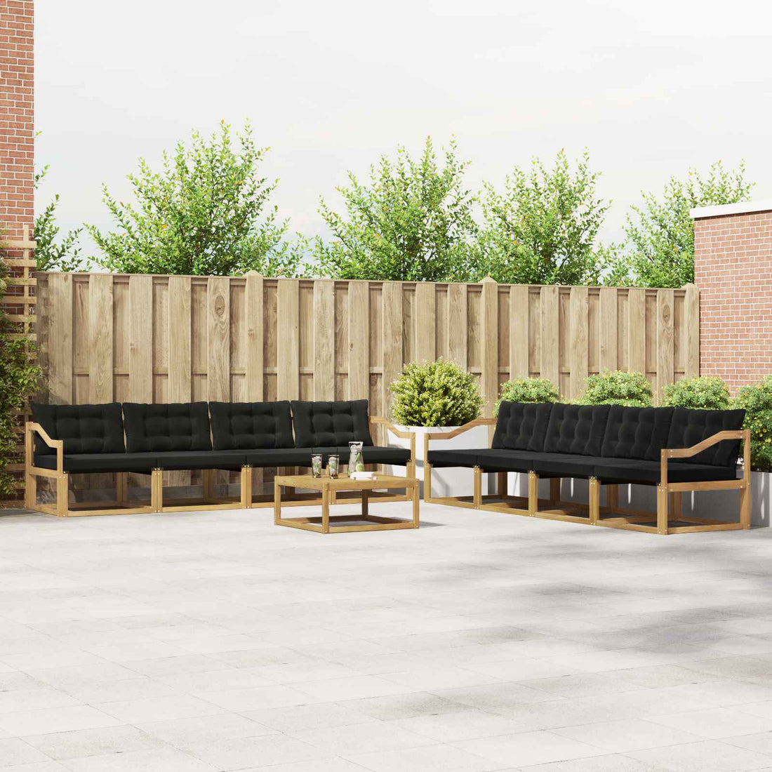 vidaXL Conjunto de sofás de exterior 9 uds. Blanco y Negro