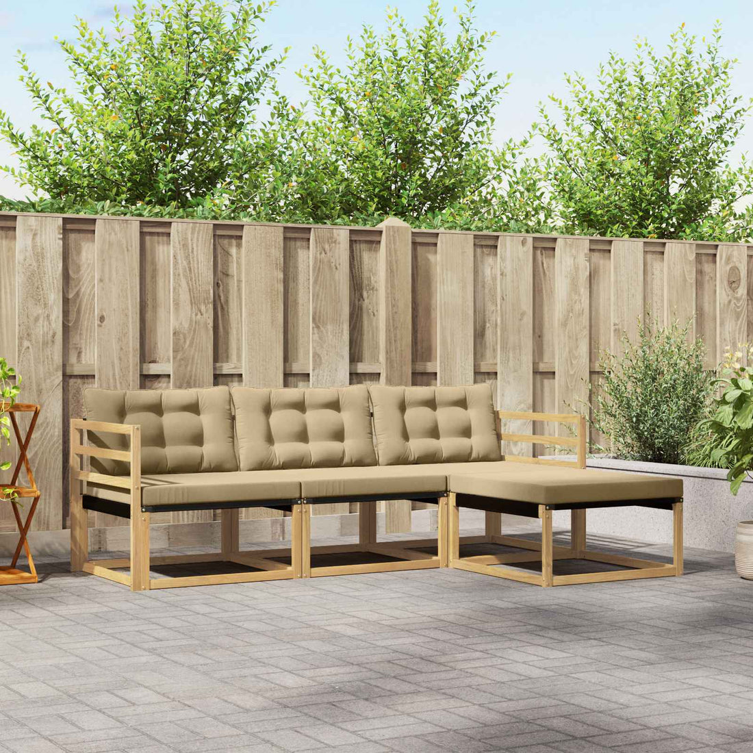 vidaXL Conjunto de sofás de exterior 4 uds. y Beige