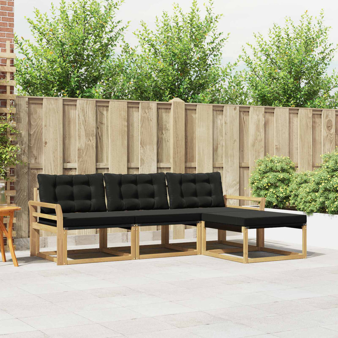 vidaXL Conjunto de sofás de exterior 4 uds. Blanco y Negro