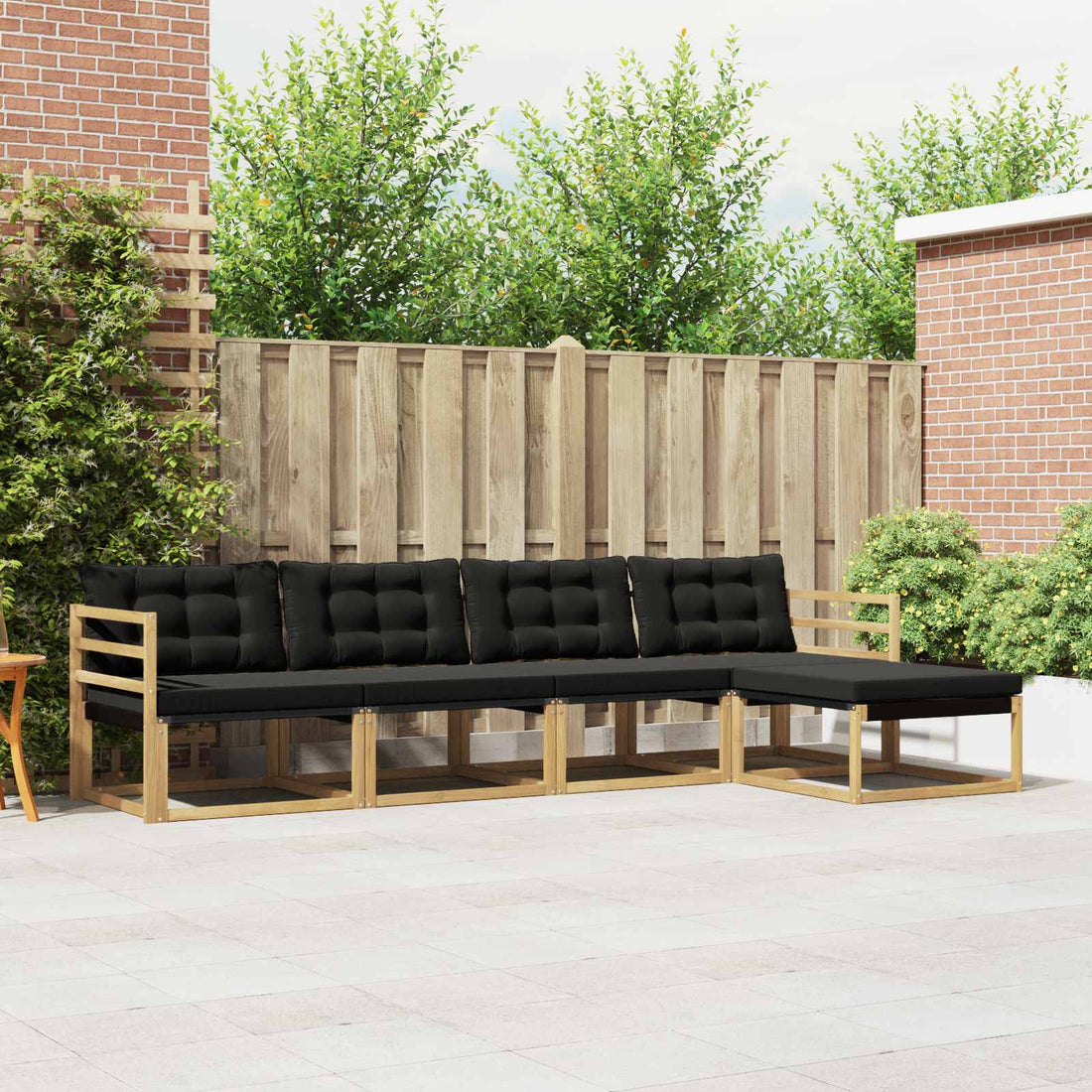 vidaXL Conjunto de sofás de exterior 5 uds. Blanco y Negro