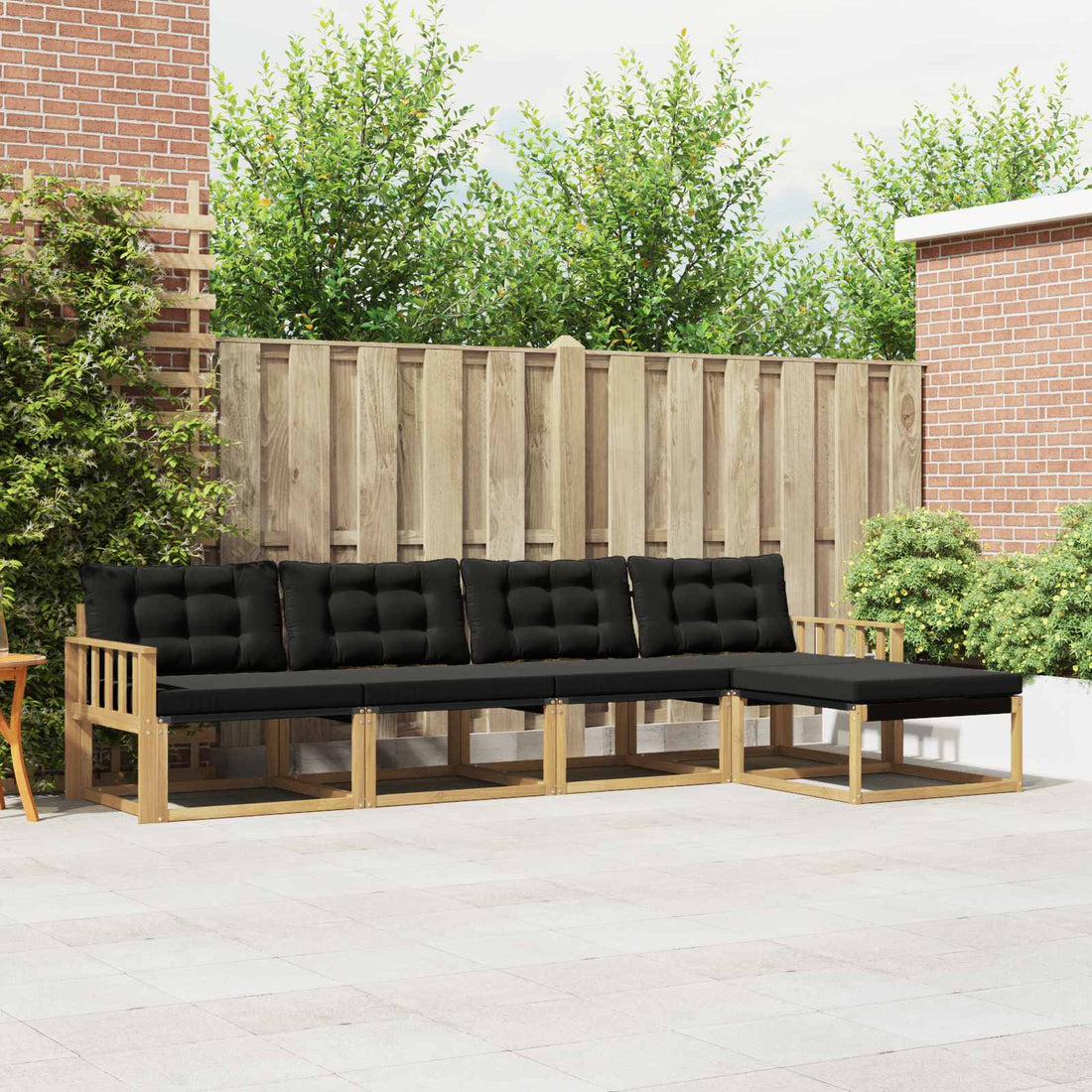 vidaXL Conjunto de sofás de exterior 5 uds. Blanco y Negro