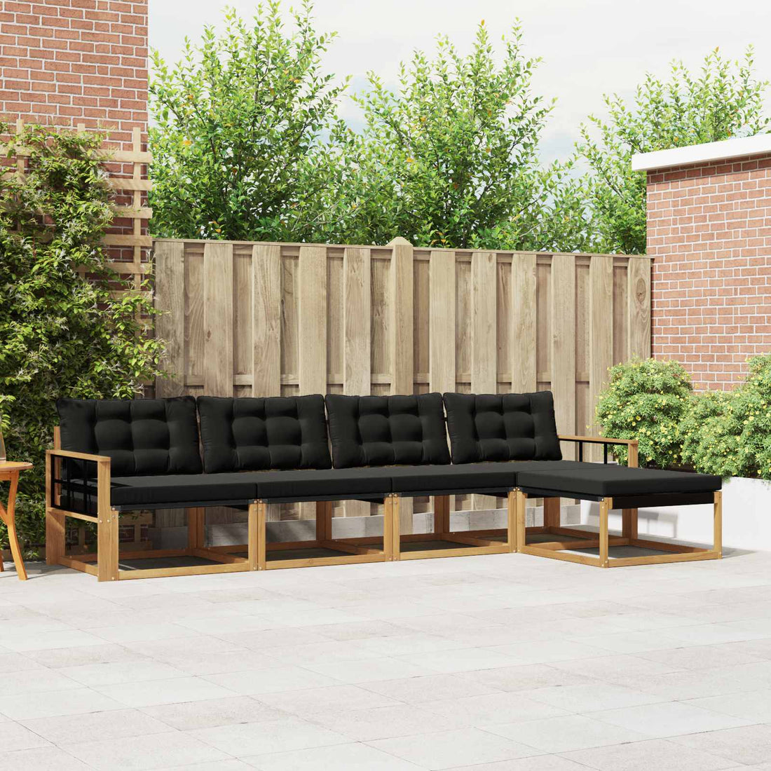 vidaXL Conjunto de sofás de exterior 5 uds. Blanco y Negro