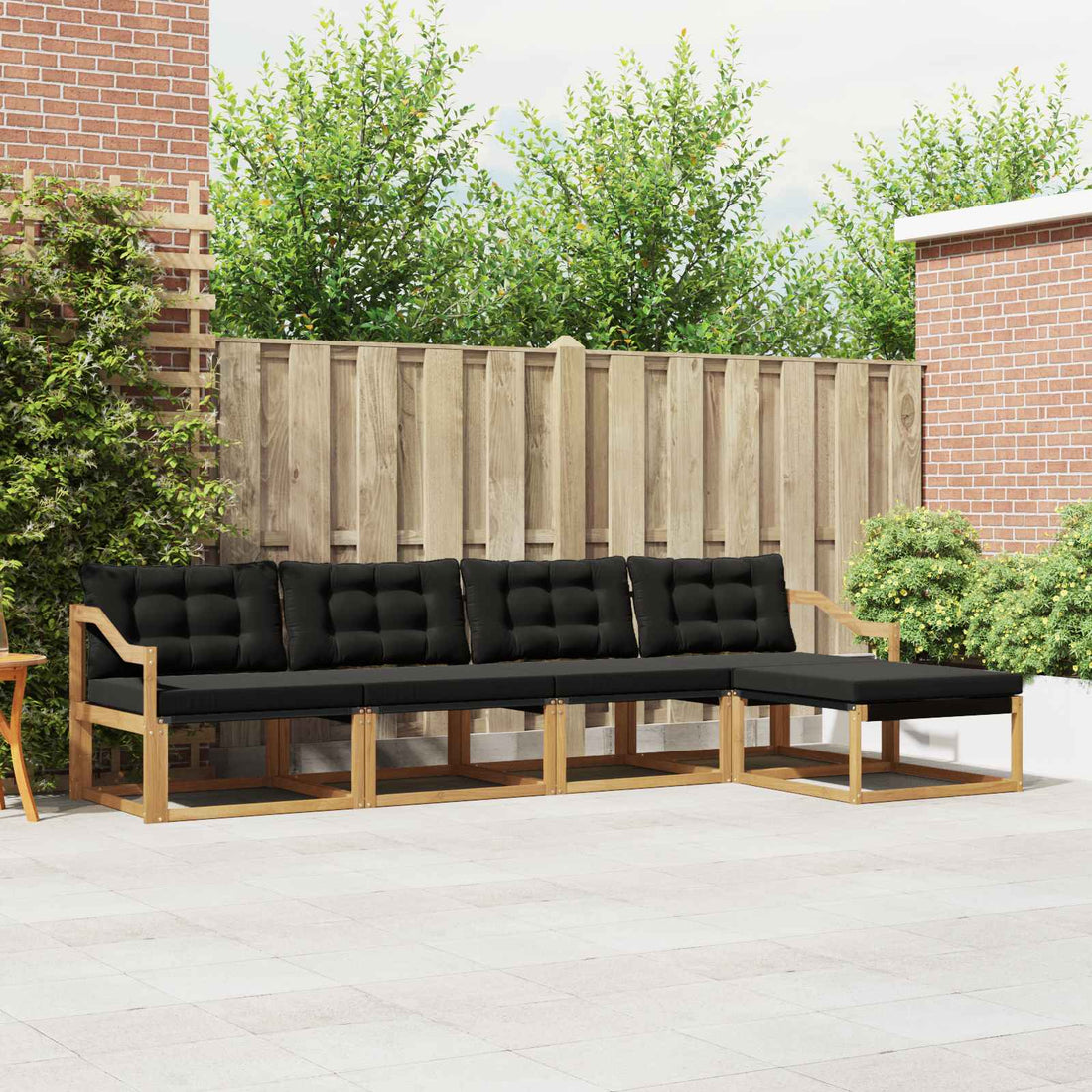 vidaXL Conjunto de sofás de exterior 5 uds. Blanco y Negro