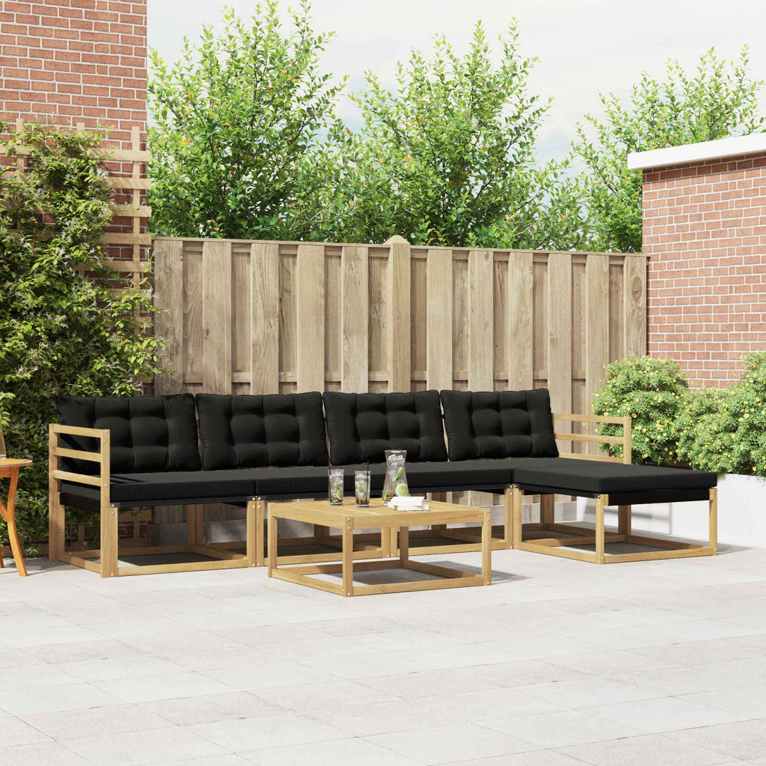 vidaXL Conjunto de sofás de exterior 6 uds. Blanco y Negro