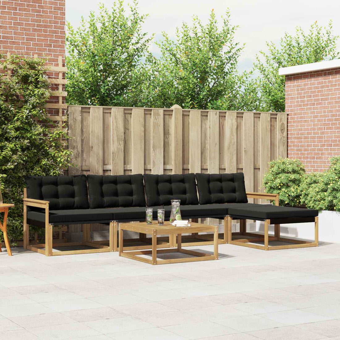 vidaXL Conjunto de sofás de exterior 6 uds. Blanco y Negro