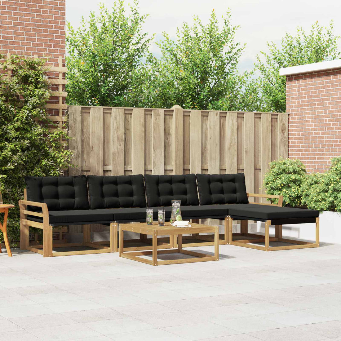 vidaXL Conjunto de sofás de exterior 6 uds. Blanco y Negro