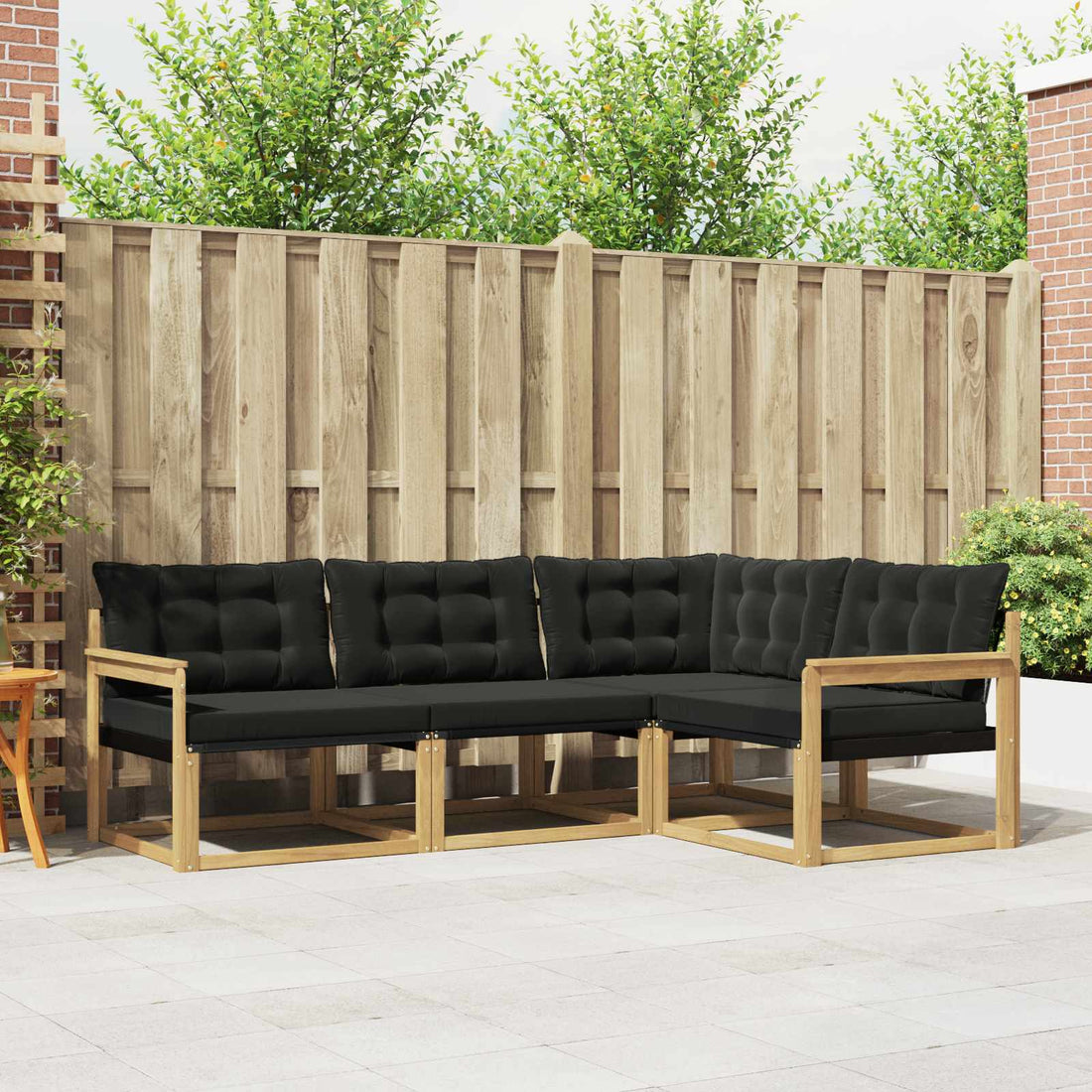 vidaXL Conjunto de sofás de exterior 4 uds. Blanco y Negro