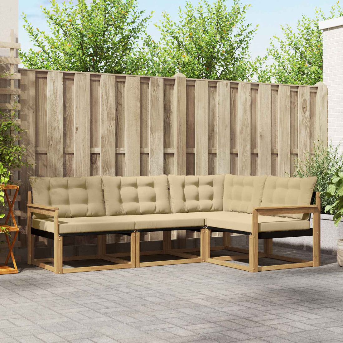 vidaXL Conjunto de sofás de exterior 4 uds. y Beige