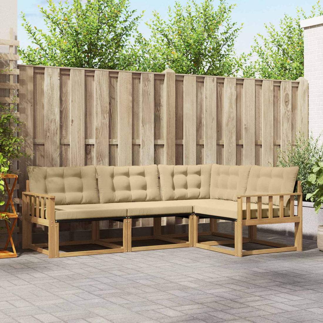 vidaXL Conjunto de sofás de exterior 4 uds. y Beige