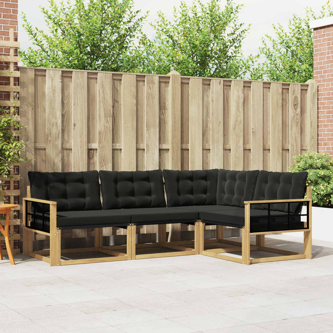 vidaXL Conjunto de sofás de exterior 4 uds. Blanco y Negro