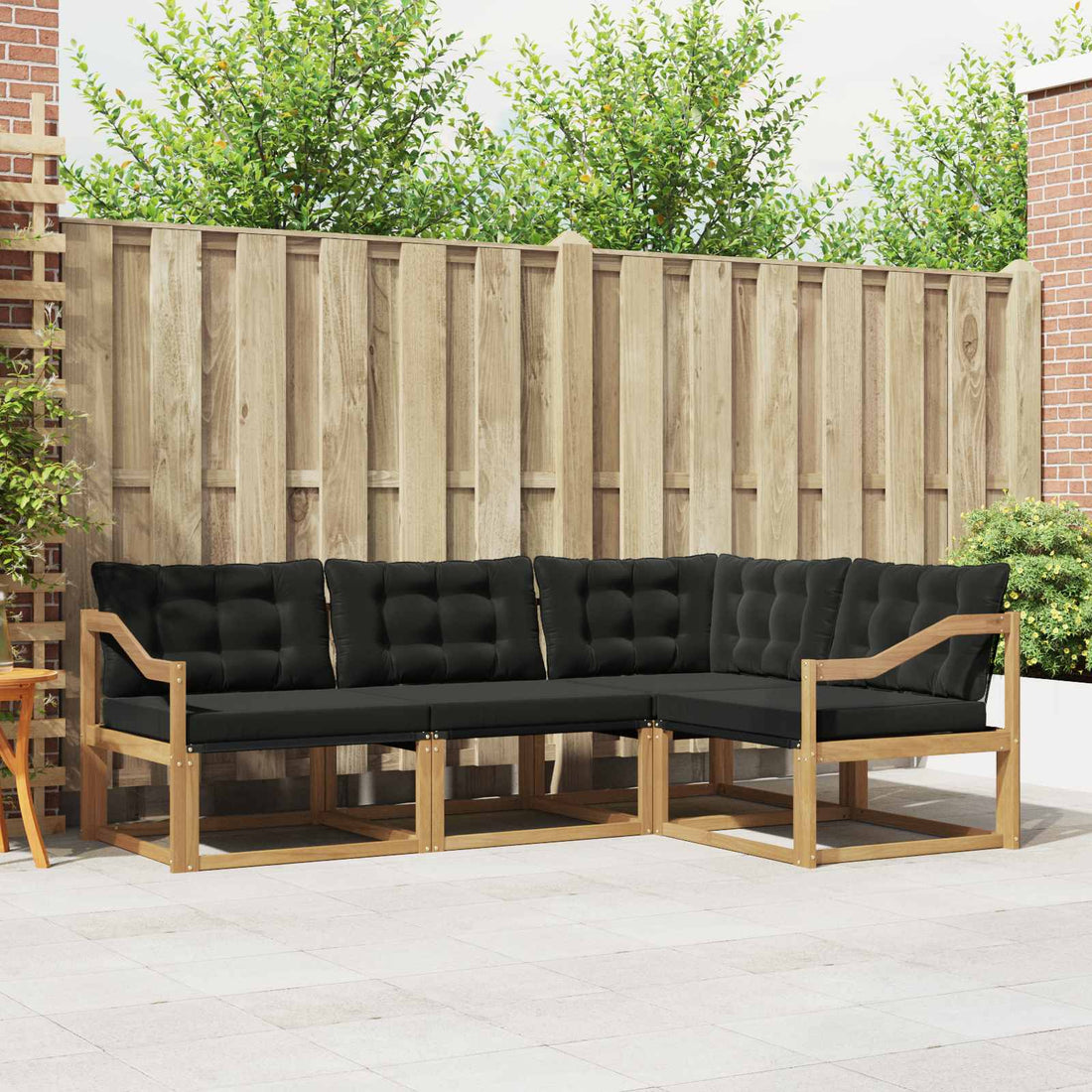 vidaXL Conjunto de sofás de exterior 4 uds. Blanco y Negro