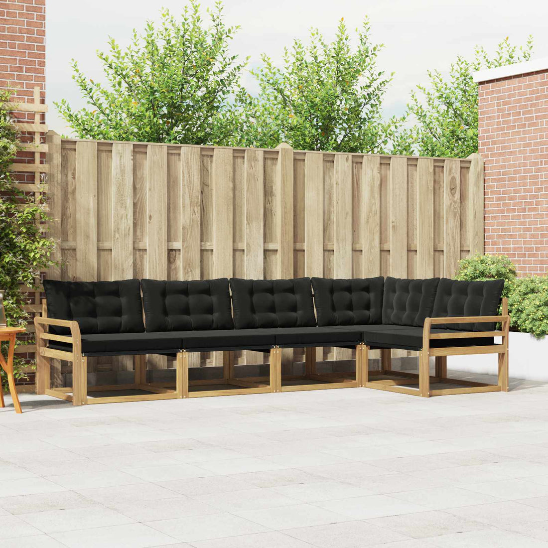 vidaXL Conjunto de sofás de exterior 5 uds. Blanco y Negro