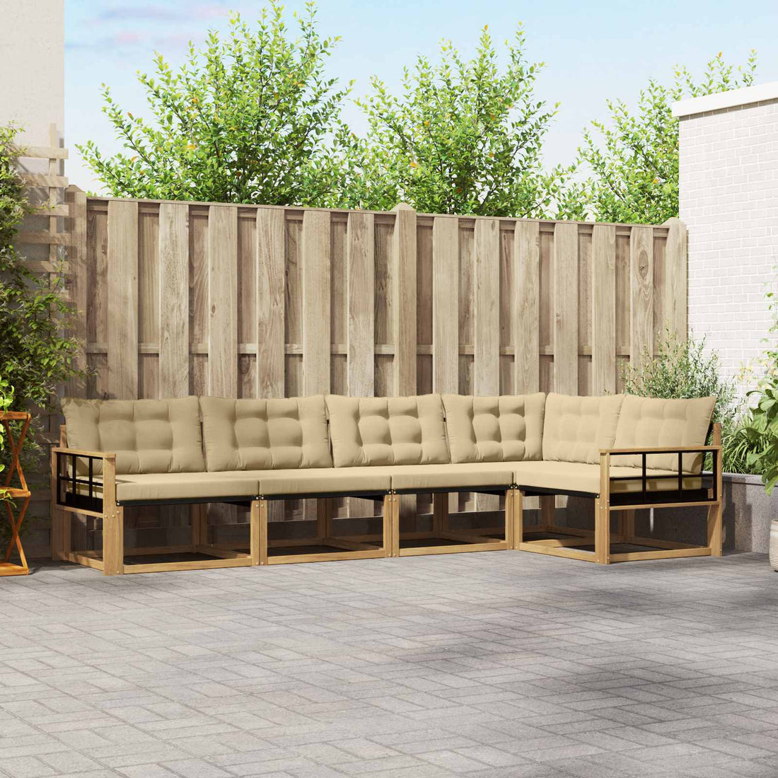 vidaXL Conjunto de sofás de exterior 5 uds. y Beige