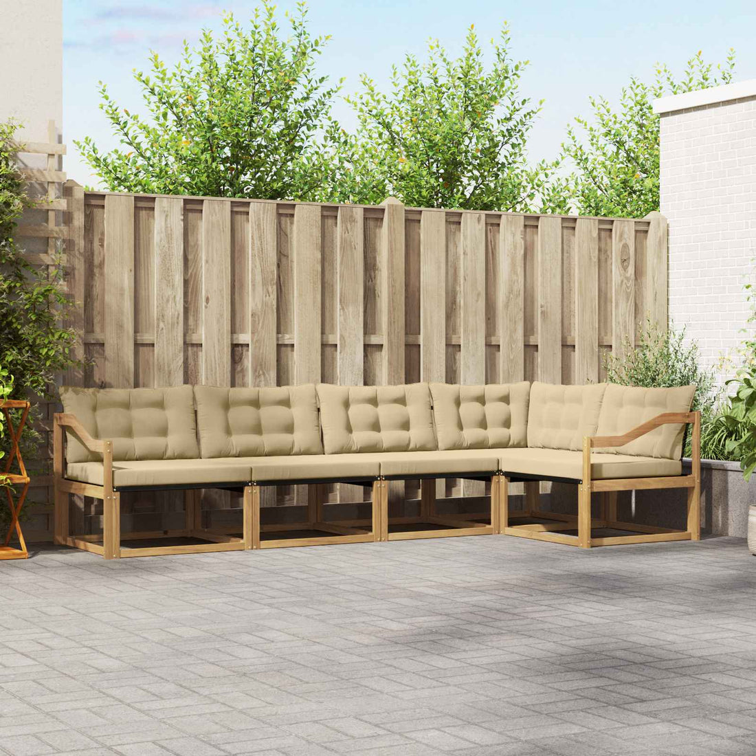 vidaXL Conjunto de sofás de exterior 5 uds. y Beige