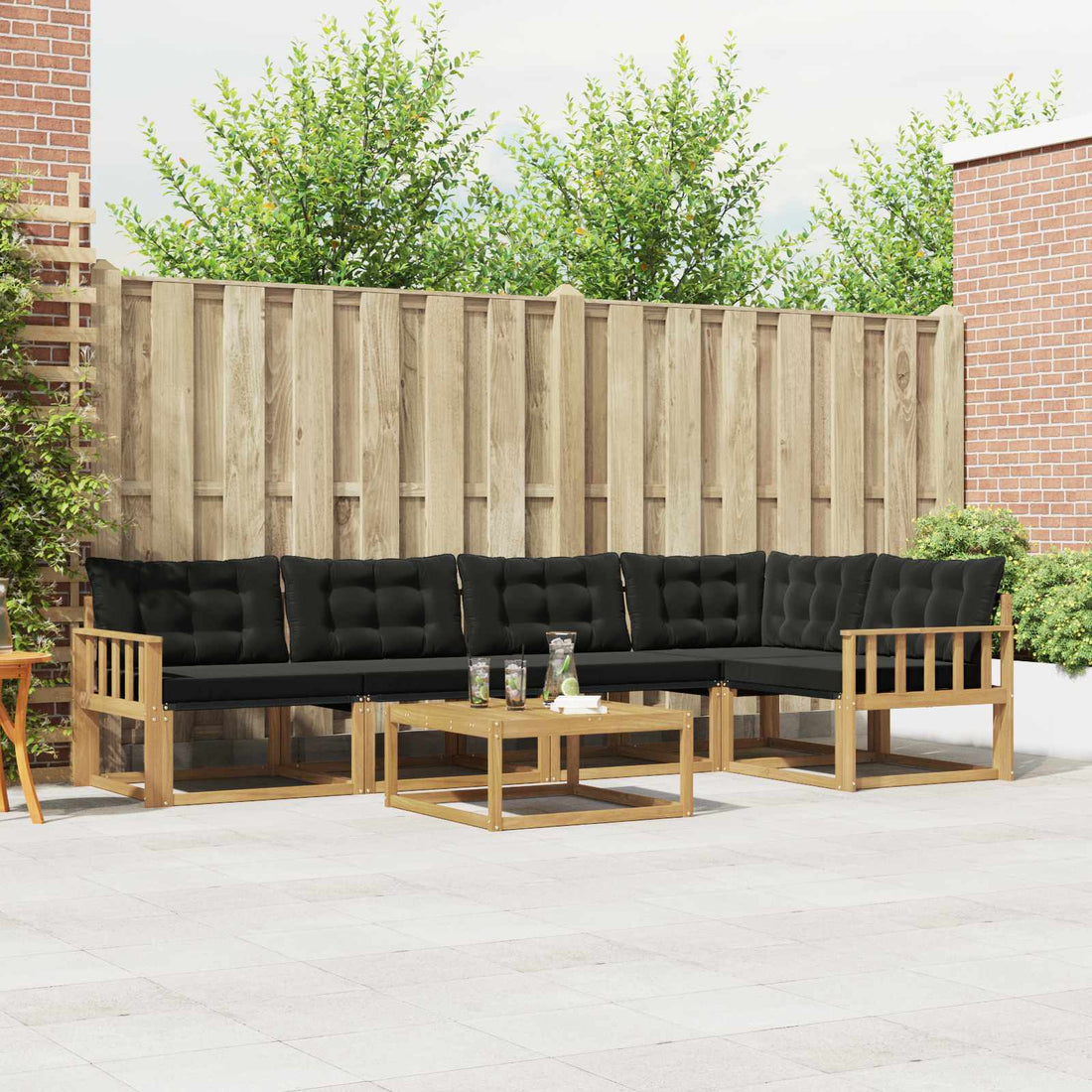 vidaXL Conjunto de sofás de exterior 6 uds. Blanco y Negro