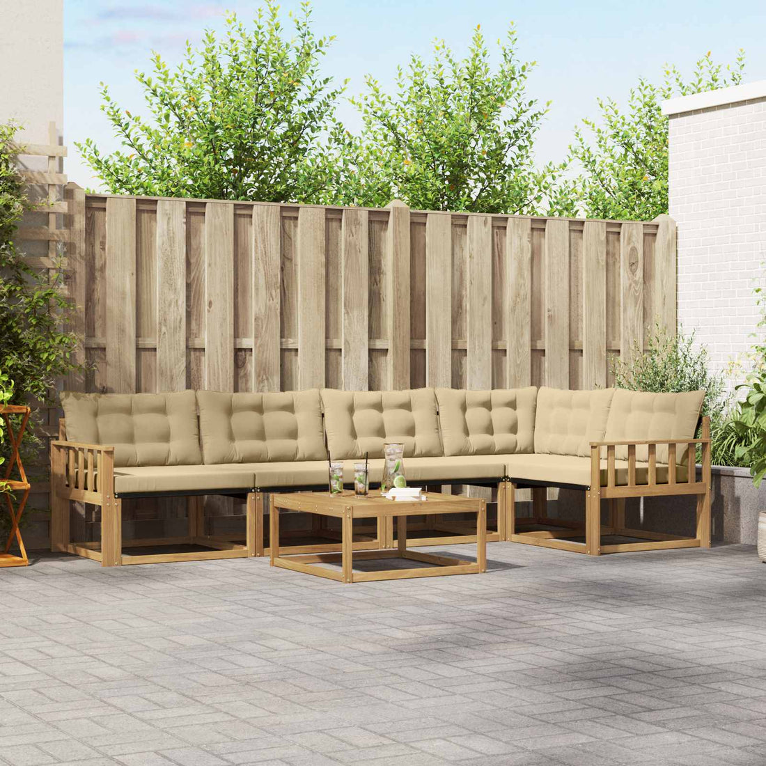 vidaXL Conjunto de sofás de exterior 6 uds. y Beige