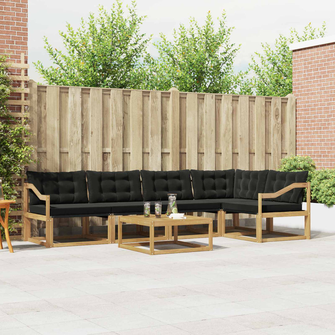 vidaXL Conjunto de sofás de exterior 6 uds. Blanco y Negro