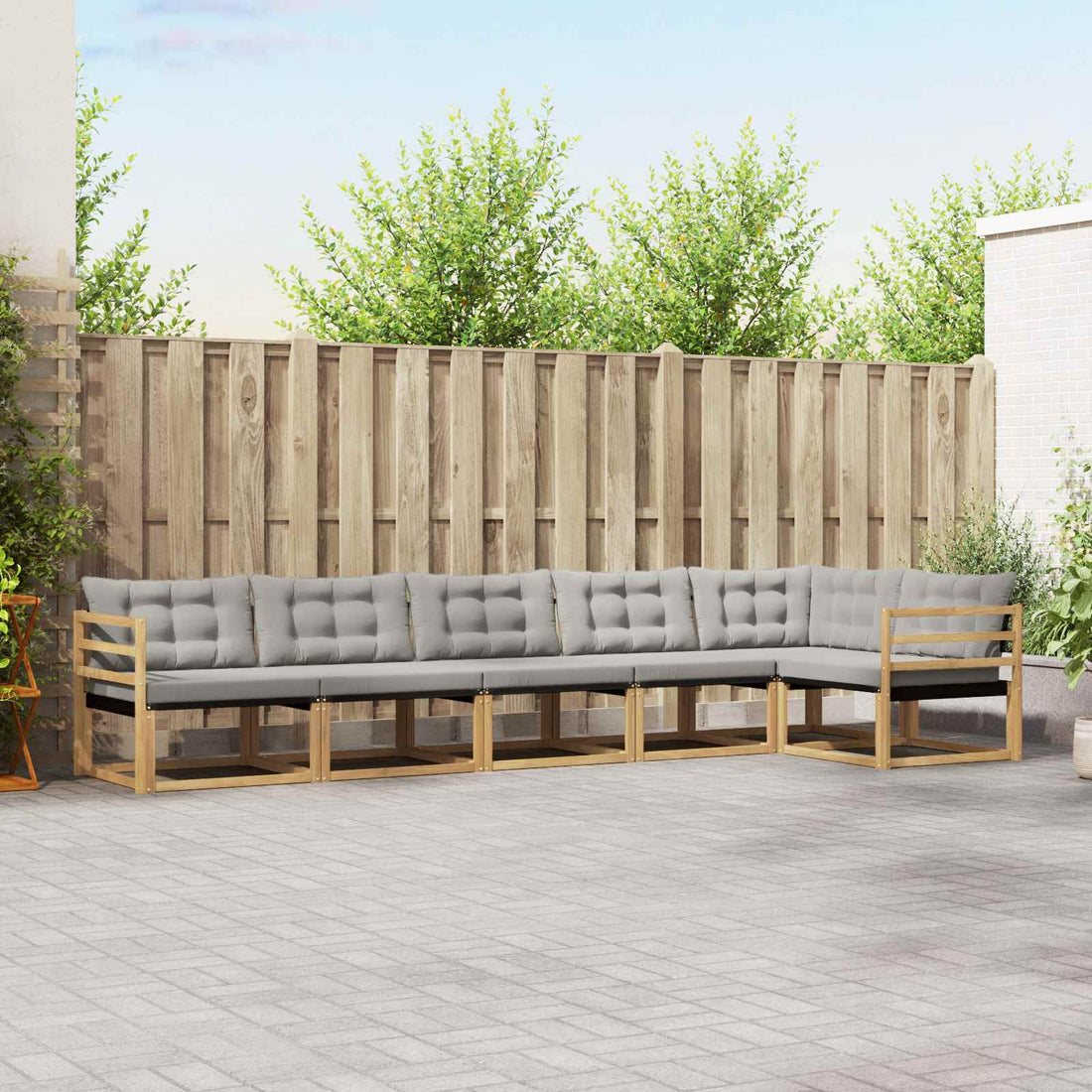 vidaXL Conjunto de sofás de exterior 6 uds. Blanco y Gris Claro