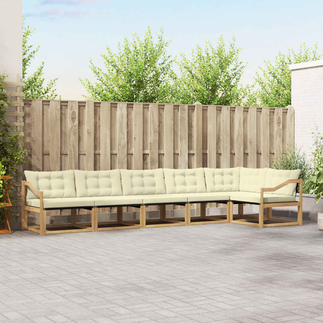 vidaXL Conjunto de sofás de exterior 6 uds. Blanco y Crema