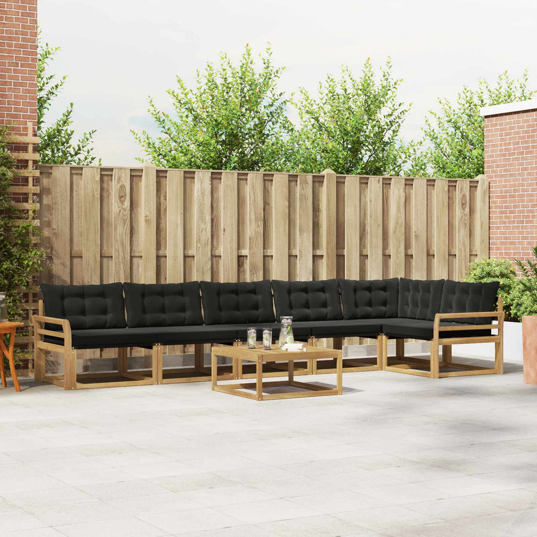 vidaXL Conjunto de sofás de exterior 7 uds. Blanco y Negro