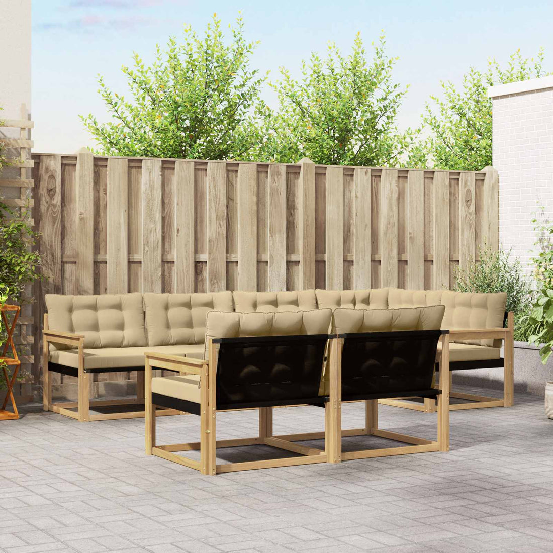 vidaXL Conjunto de sofás de exterior 7 uds. y Beige