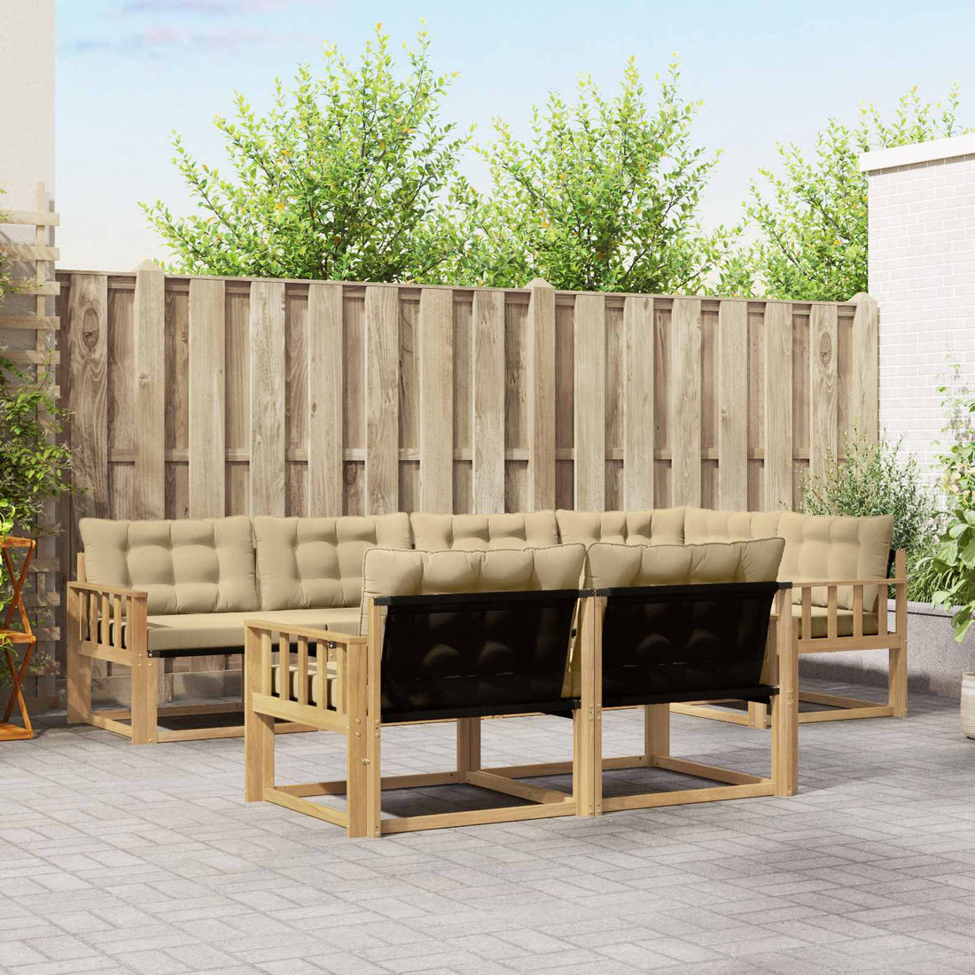vidaXL Conjunto de sofás de exterior 7 uds. y Beige