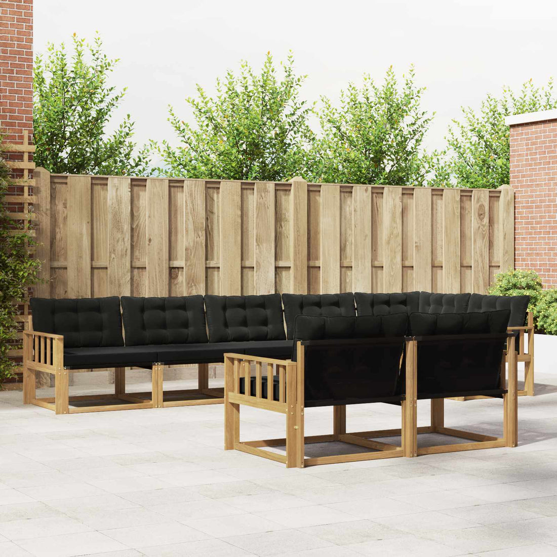 vidaXL Conjunto de sofás de exterior 8 uds. Blanco y Negro