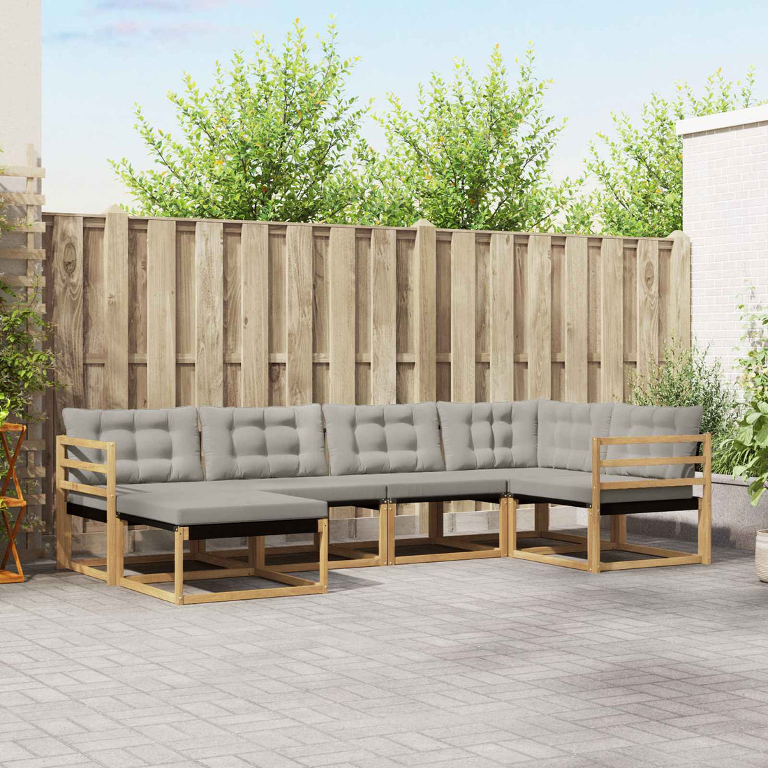 vidaXL Conjunto de sofás de exterior 6 uds. Blanco y Gris Claro