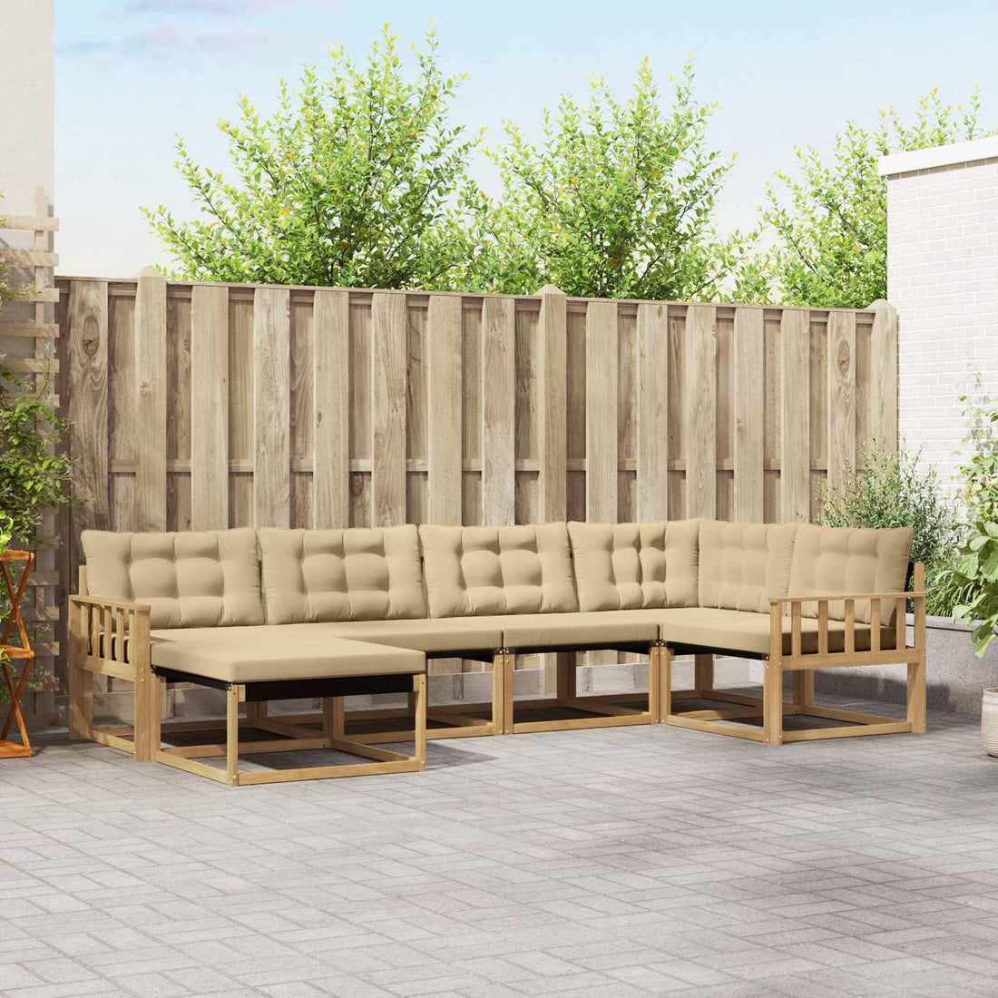 vidaXL Conjunto de sofás de exterior 6 uds. y Beige