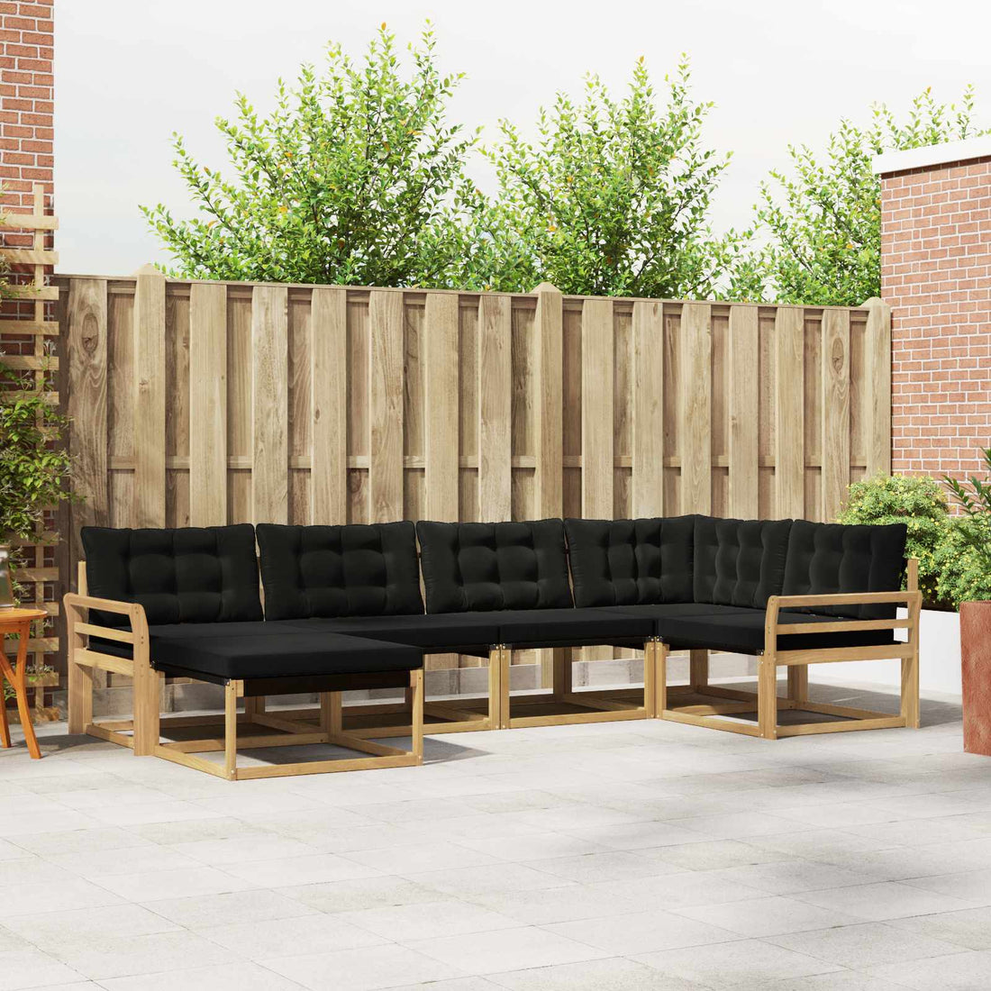 vidaXL Conjunto de sofás de exterior 6 uds. Blanco y Negro