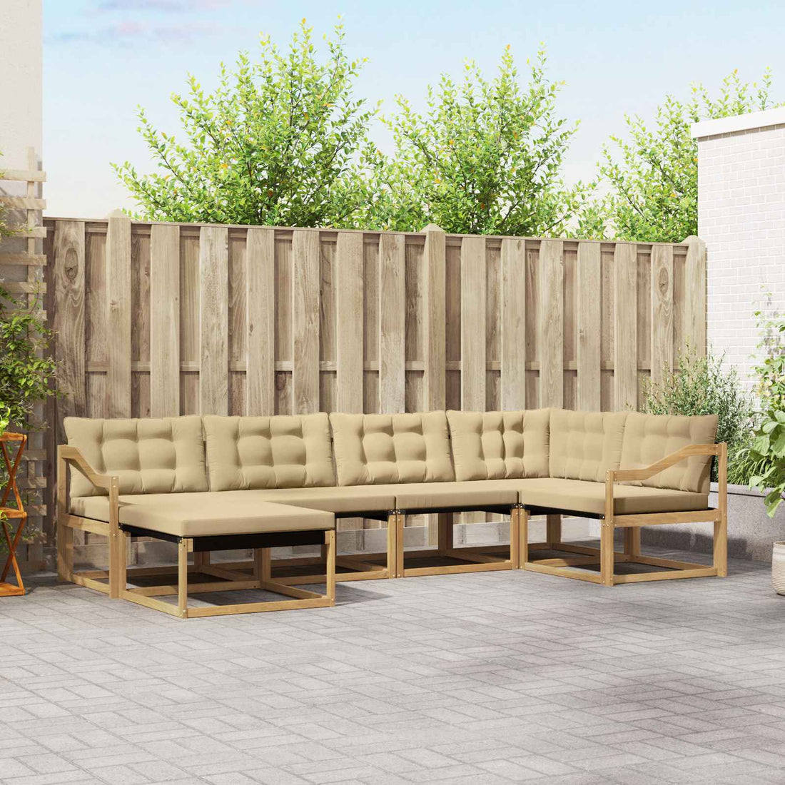 vidaXL Conjunto de sofás de exterior 6 uds. y Beige
