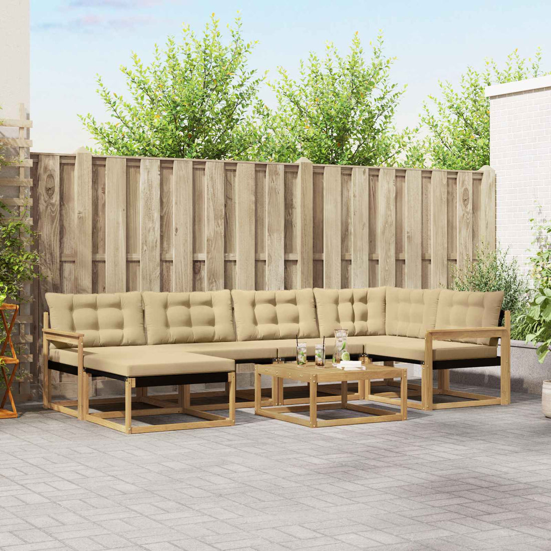 vidaXL Conjunto de sofás de exterior 7 uds. y Beige