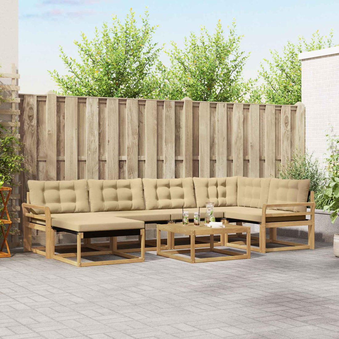 vidaXL Conjunto de sofás de exterior 7 uds. y Beige