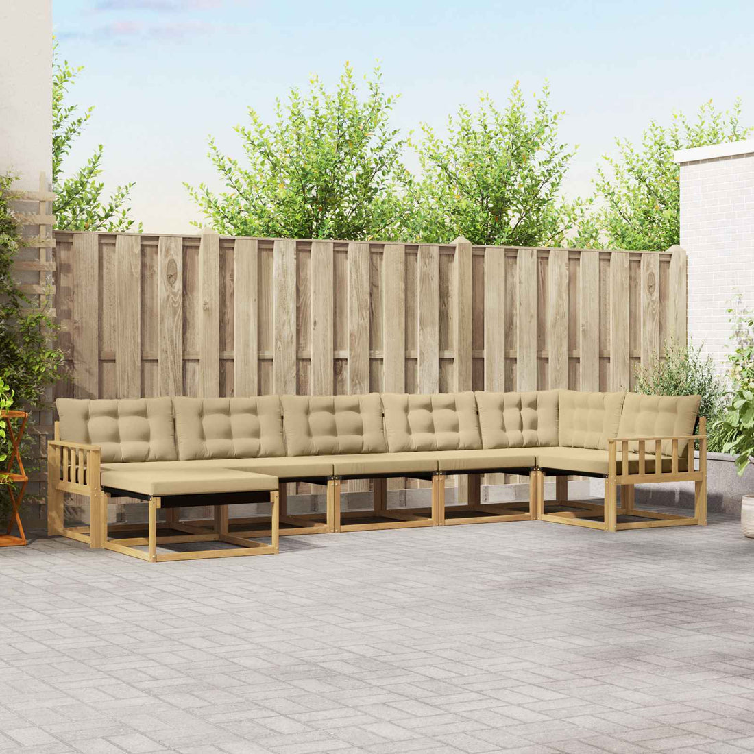 vidaXL Conjunto de sofás de exterior 7 uds. y Beige