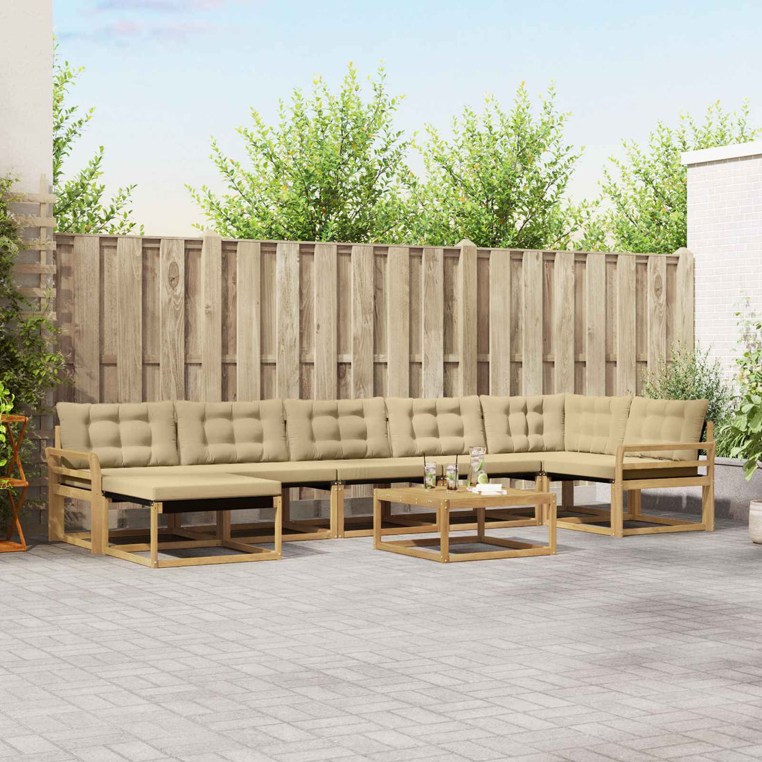 vidaXL Conjunto de sofás de exterior 8 uds. y Beige
