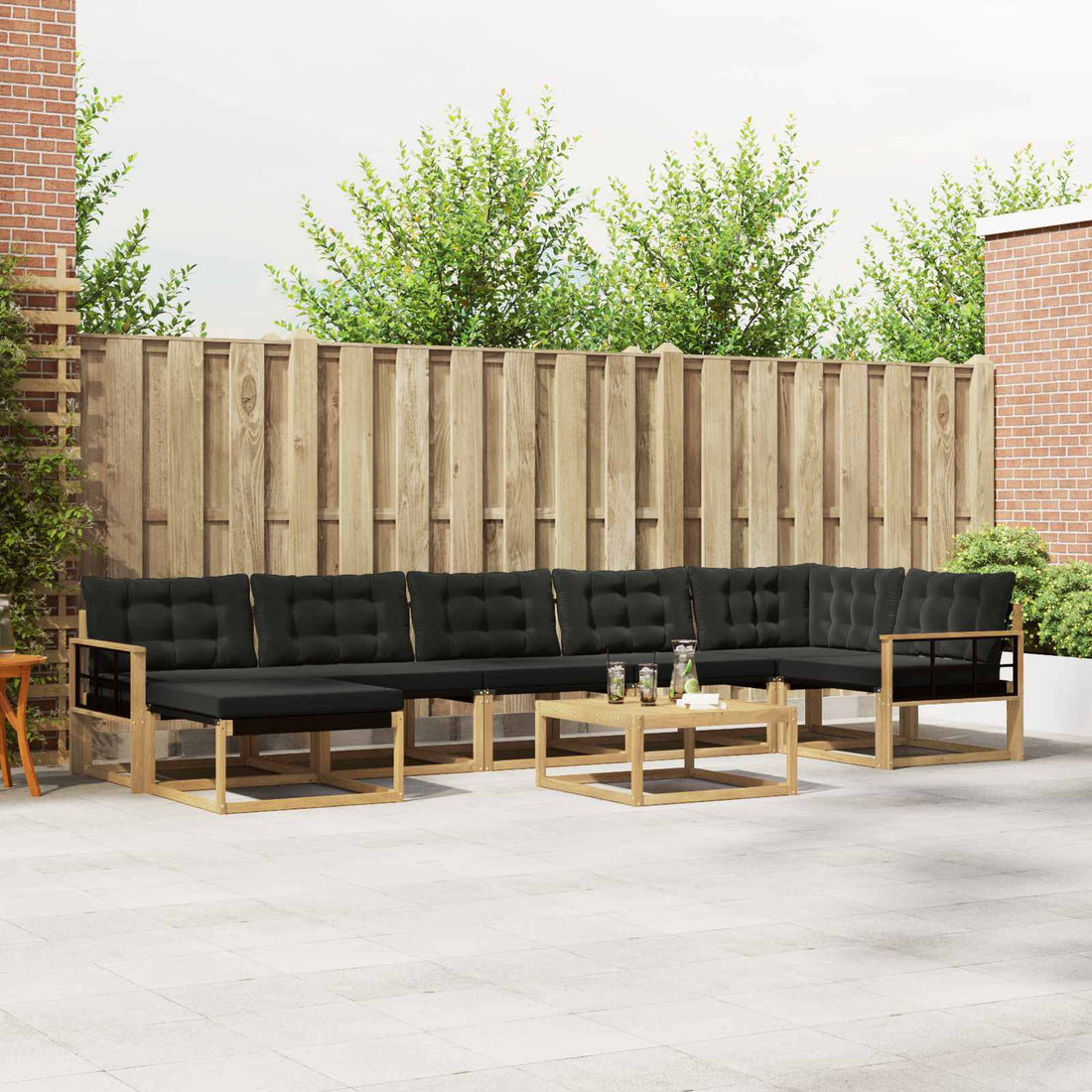 vidaXL Conjunto de sofás de exterior 8 uds. Blanco y Negro