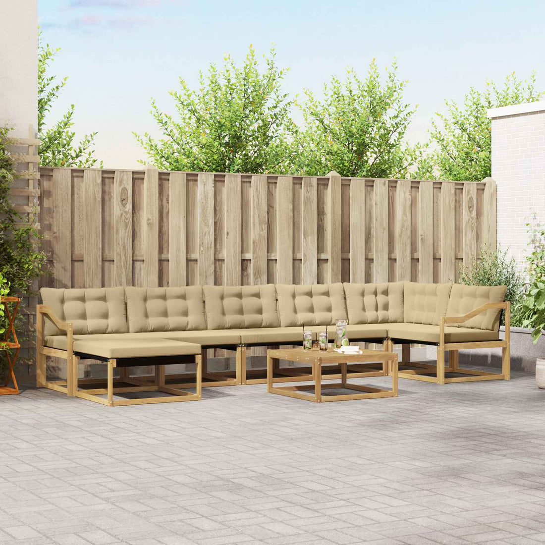 vidaXL Conjunto de sofás de exterior 8 uds. y Beige