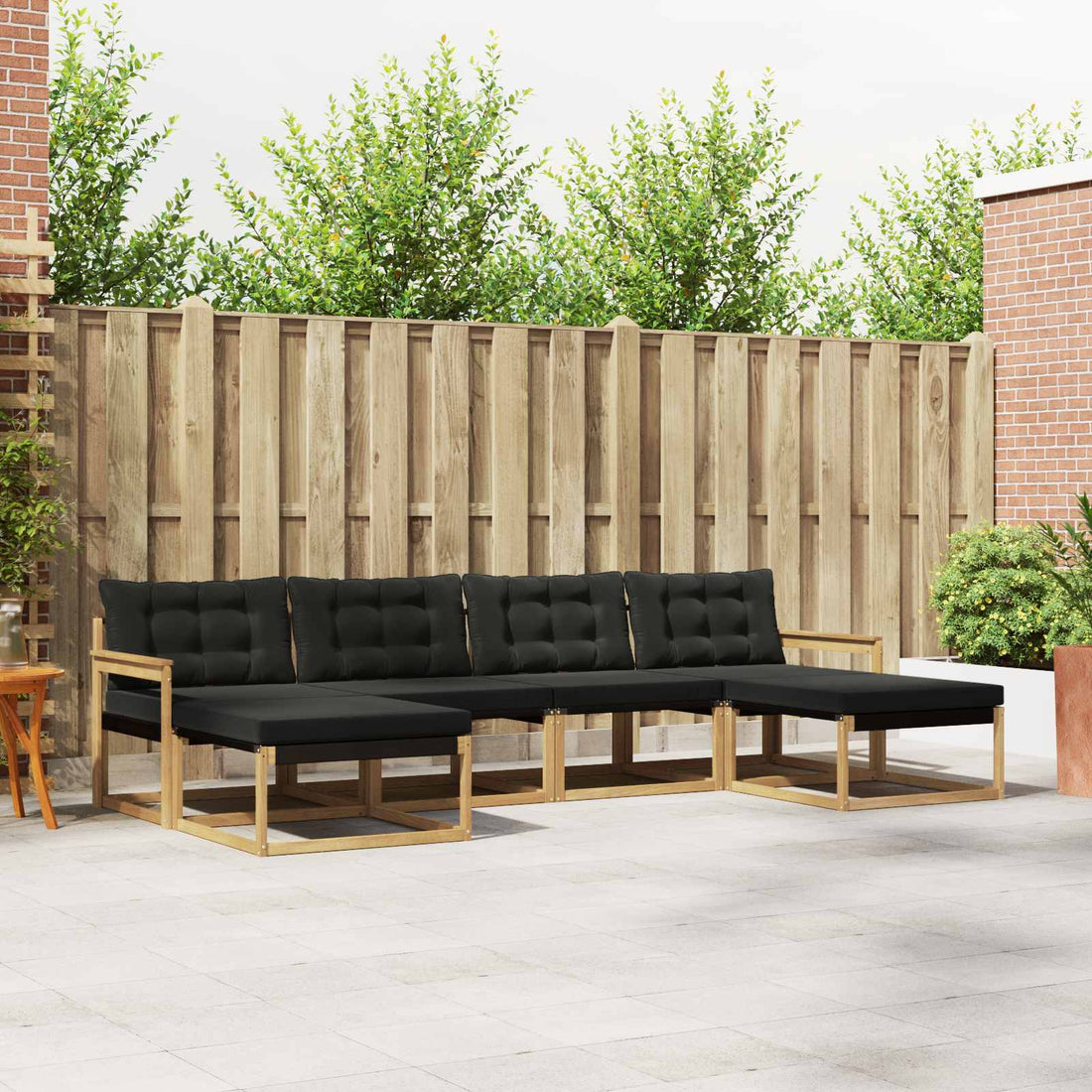 vidaXL Conjunto de sofás de exterior 6 uds. Blanco y Negro