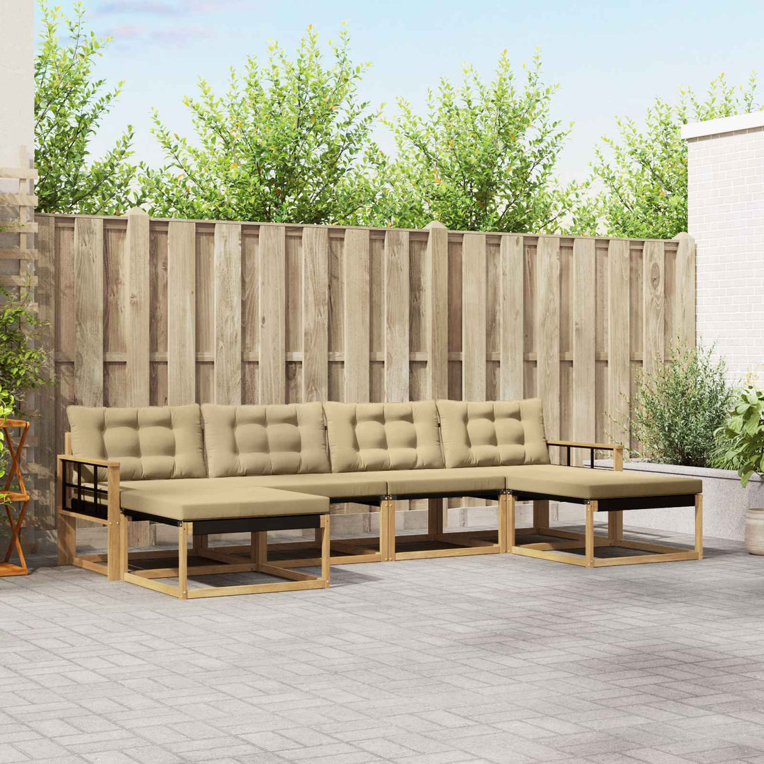 vidaXL Conjunto de sofás de exterior 6 uds. y Beige