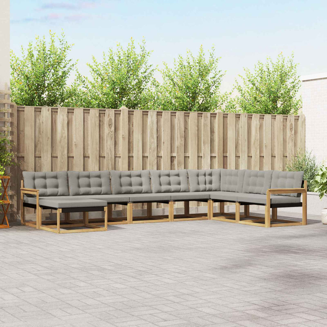 vidaXL Conjunto de sofás de exterior 8 uds. Madera de Acacia Sólida