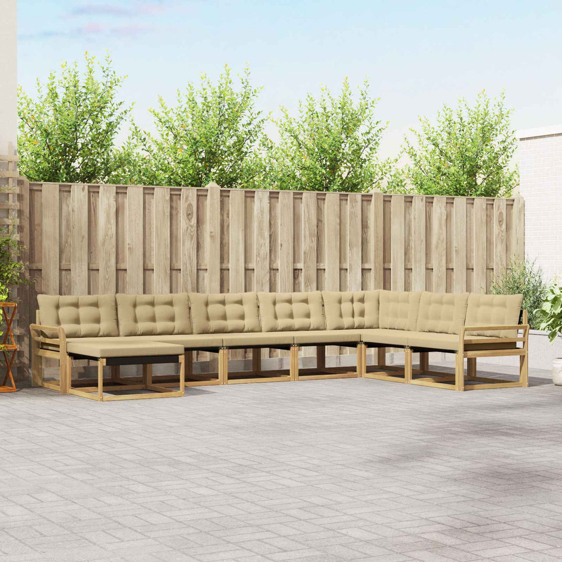 vidaXL Conjunto de sofás de exterior 8 uds. y Beige