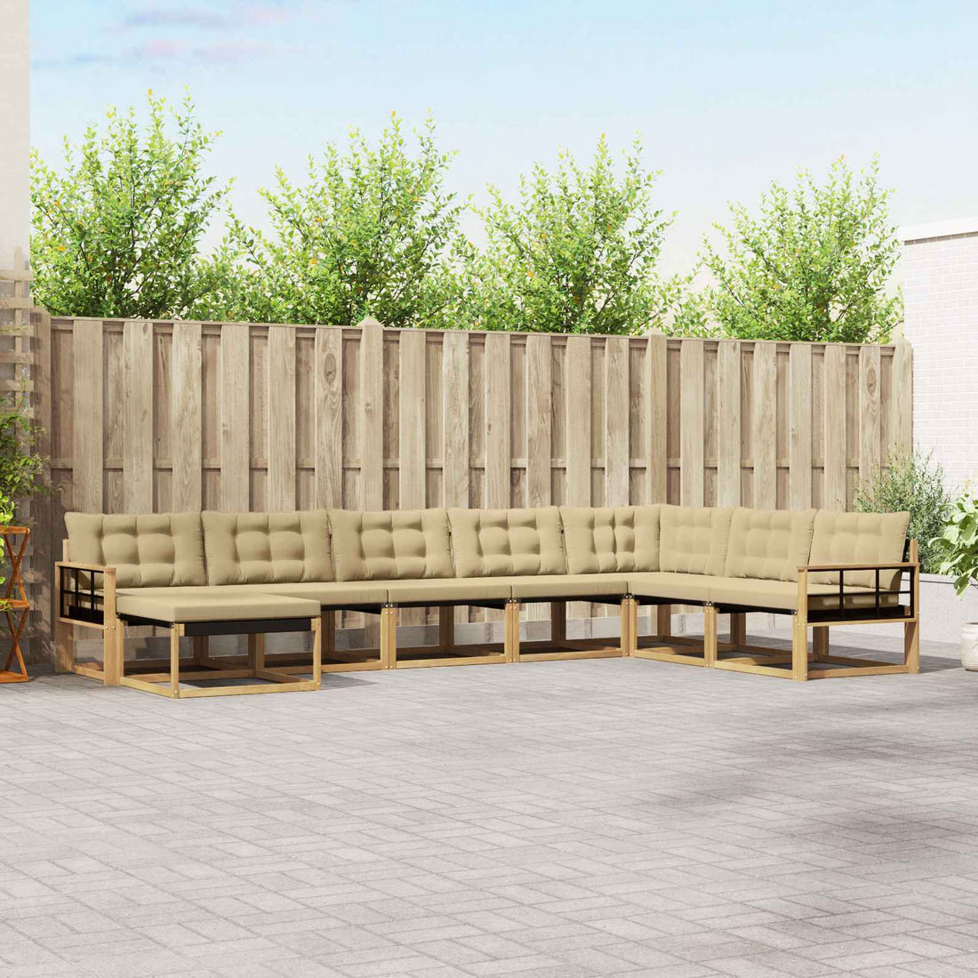 vidaXL Conjunto de sofás de exterior 8 uds. y Beige