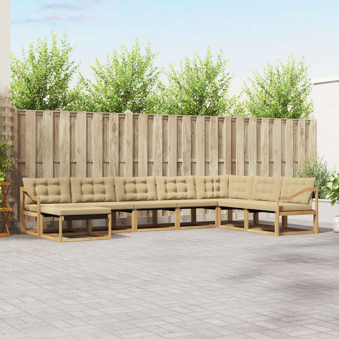 vidaXL Conjunto de sofás de exterior 8 uds. y Beige
