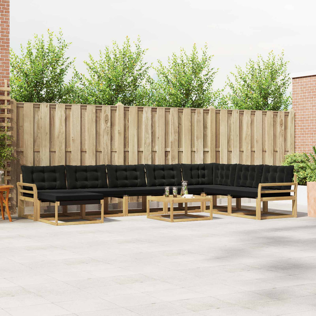 vidaXL Conjunto de sofás de exterior 9 uds. Blanco y Negro