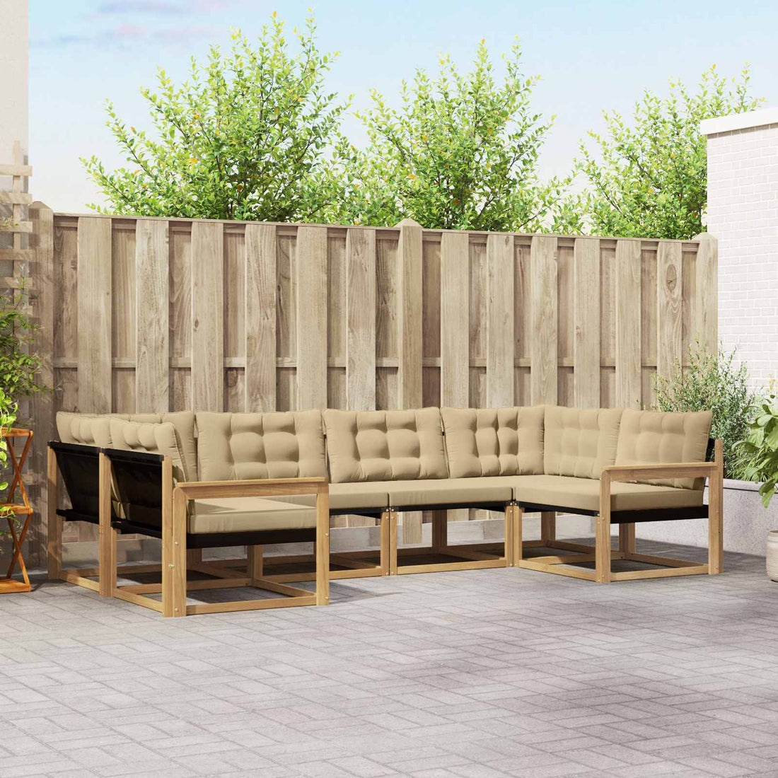 vidaXL Conjunto de sofás de exterior 6 uds. y Beige