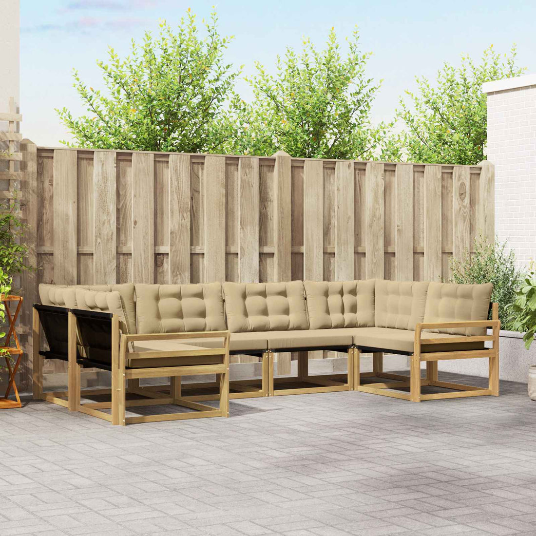 vidaXL Conjunto de sofás de exterior 6 uds. y Beige