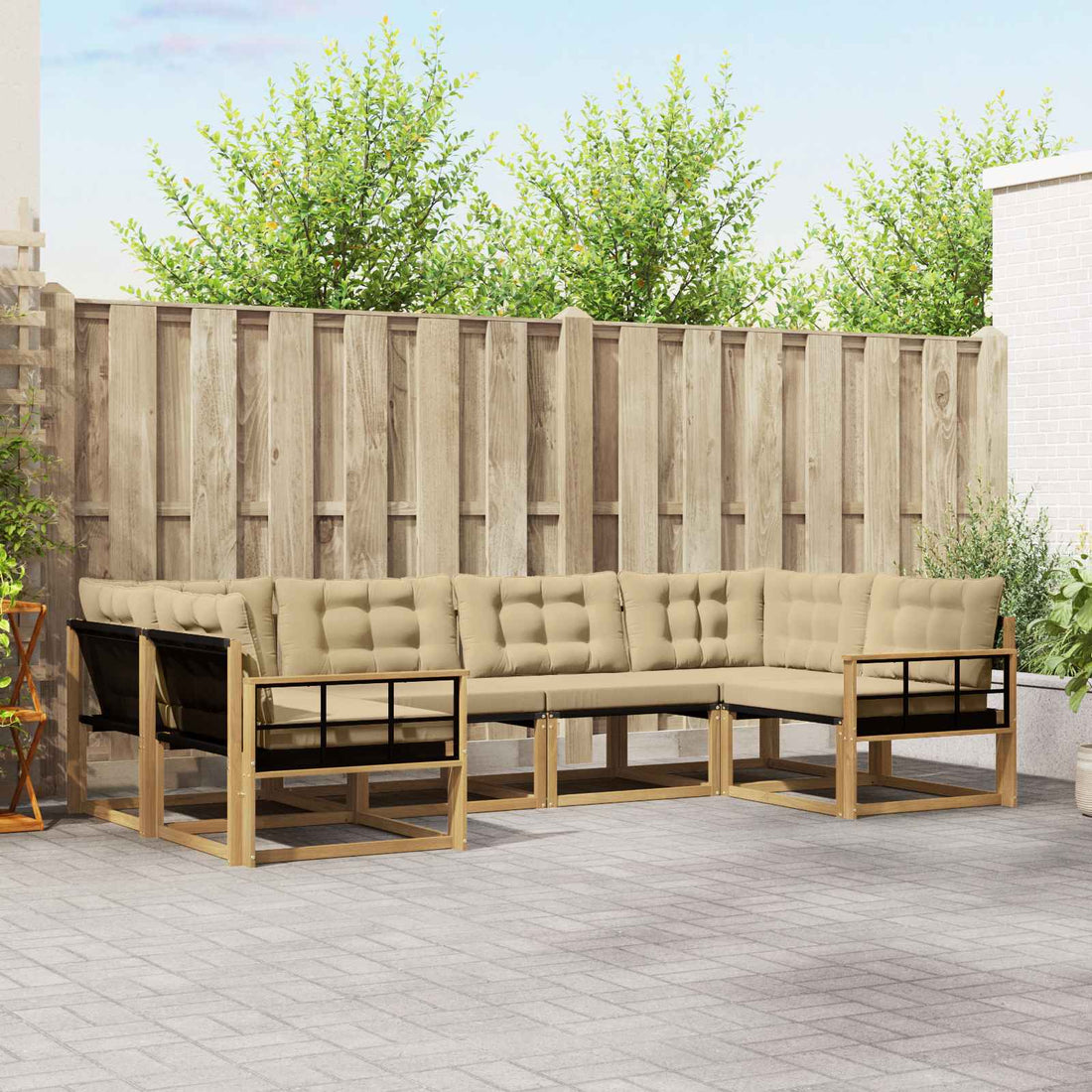 vidaXL Conjunto de sofás de exterior 6 uds. y Beige