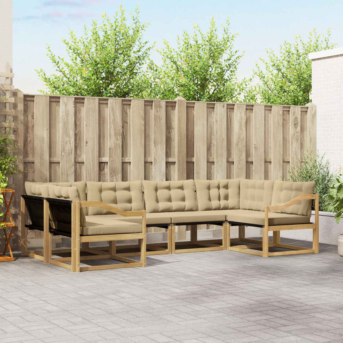vidaXL Conjunto de sofás de exterior 6 uds. y Beige
